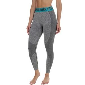 GYMSHARK FLEX - TIGHTS - WOMEN'S - CHARCOAL MARL/HYDRO TEAL/CHARCOAL size small